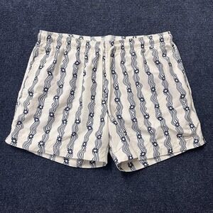PacSun Swim Trunks Mens‎ XL Blue White Wavy Stripe Floral Lined Shorts Beach